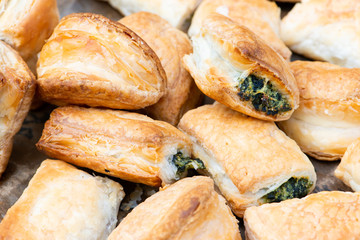 Pastries with feta cheese and spinach.Greece pastries tiropita ,spanakopita