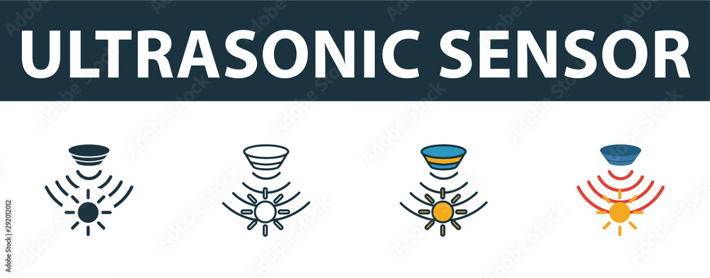 Aufkleber ultrasonic sensor icon set. premium symbol in different styles from sensors icons collection. creati
