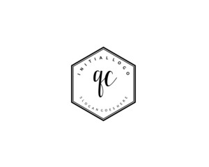 QC Initial handwriting logo vector