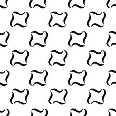 Vector Seamless pattern with hand drawing Abstract shapes. Black and white.