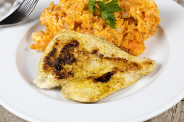 escalope de poulet et purée