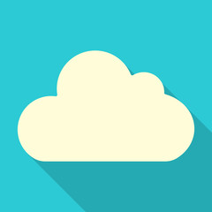 cloud in flat style with shadow. Illustration on blue background