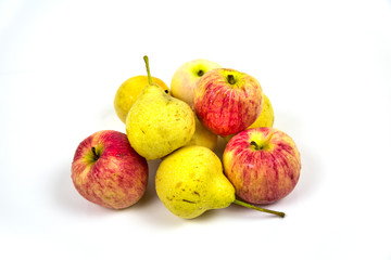 Fresh pear apples with water droplets isolated on white background. Vegetables fruits. Useful product.