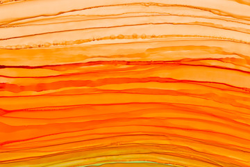 Horizontal colorful brush waves alcohol ink texture background. Flamboyant brush strokes, bright dyes wallpaper.