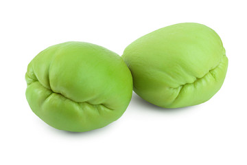 fresh Chayote vegetable or mexican cucumber isolated on white background