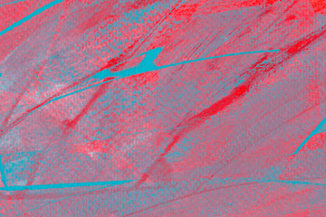 Pink and light blue hand drawn watercolor painting. Multicolor ink background.