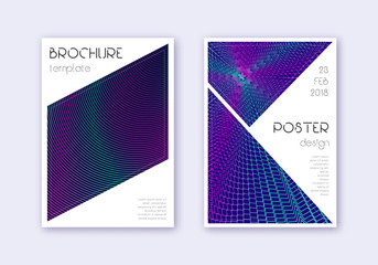 Triangle cover design template set. Neon abstract 