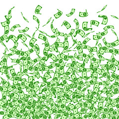 American dollar notes falling. Small USD bills on 