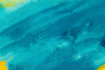 Abstract turquoise watercolor background. Blue color splashing in the paper.