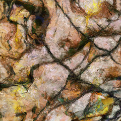 Grungy abstract of moving colors and brush strokes