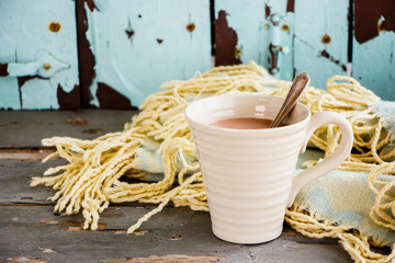 Autumn background on wooden tabel