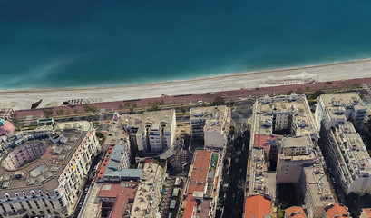 Cote d'azur nice from a bird's eye drone