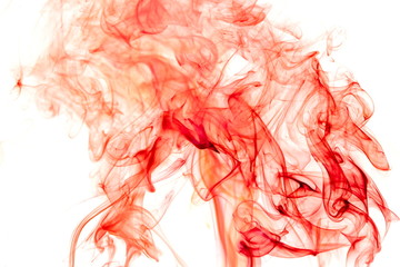 Red smoke on white background