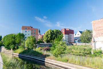 View at Ina river at Stargard, Poland.
