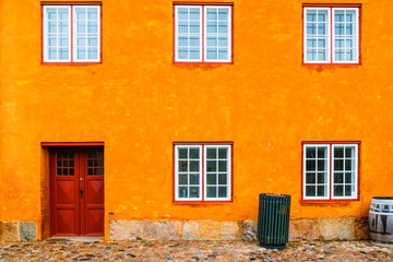 Fototapeta na wymiar Exterior architecture. Facade of building in in Helsingor, Denmark