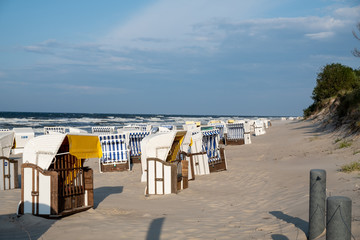 Beach chairs at the beach of Zempin on the island of Usedom