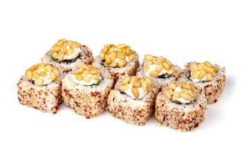 Set of sushi rolls isolated on white background
