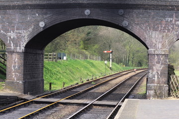 Fototapeta na wymiar rail tracks under a bridge