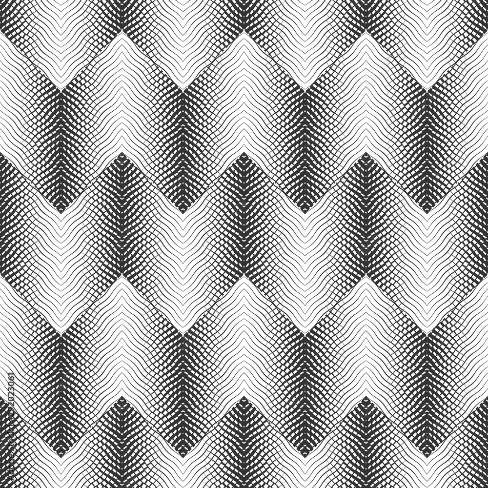 Poster abstract seamless pattern. optical illusion of the movement of geometric shapes.