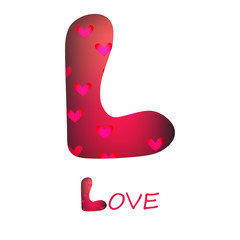 Letter L logo vector design template with hearts and text design