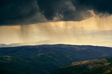 Summer Storm and Rain On Mountains In Spain