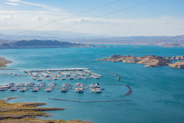 Beautiful landscape around Lake Mead Lakeview Overlook