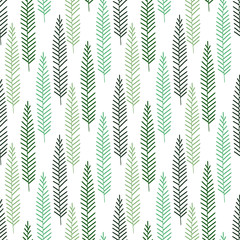 Nature seamless background. Stylized trees pattern design. Natural seamless pattern with green stylish trees .