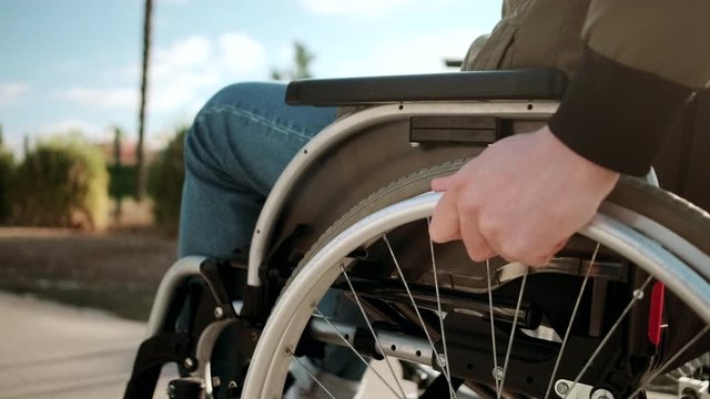 Disabled man outdoors