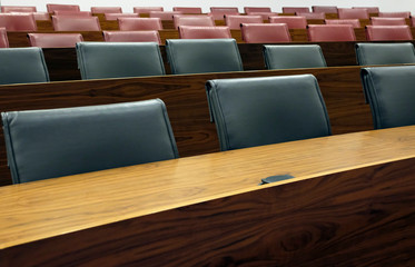 Leather seats in an empty auditorium