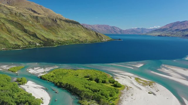 Aerial view of Lake Wanaka, New Zealand