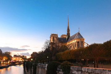 The famous Catholic Notre Dame Cathedral , Paris, France.