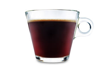 Coffee drink in glass on a white isolated background