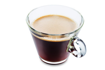 Coffee drink in glass on a white isolated background