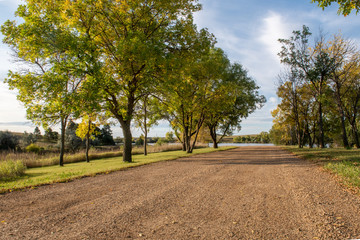 Fototapeta premium gravel roads with autumn trees