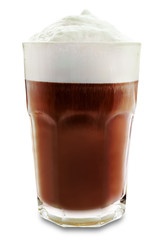Coffee drink in glass on a white isolated background