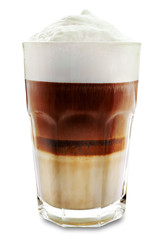 Coffee drink in glass on a white isolated background