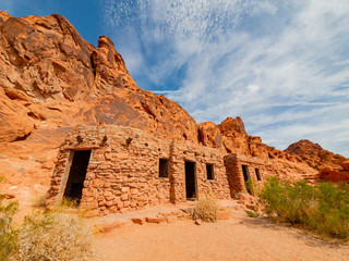 Historical cabins in the Valley of Fire State Park