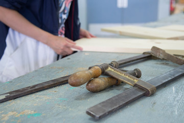 Vintage woodworking tools in the workshop