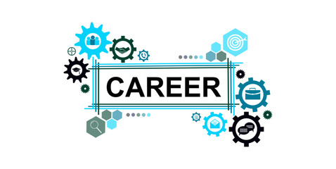 Career business icons in gear. Corporate working in sync. Talent wanted, Human resources