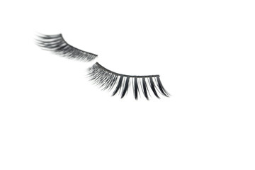 makeup false eye lashes on white background 