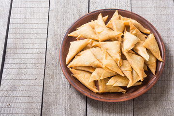 Traditional asian vegetarian food samosa