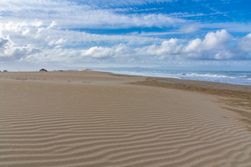 The sandy beach near Deltebre, Catalonia, Spain