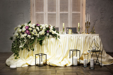 Wedding decor with flowers and candles