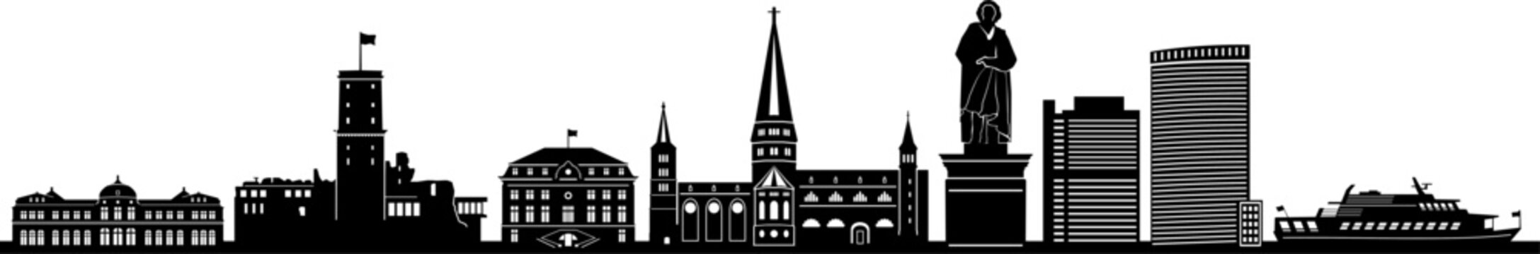 Bonn City Skyline Vector Silhouette