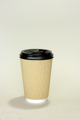 biodegradable box package to go food snack coffee container for take away eco friendly.  one craft glass for tea isolate on white