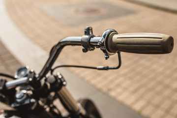 Handlebar plastic handle on a vintage motorcycle