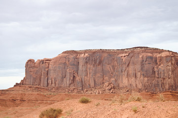 Monument valley red limestone cliffs