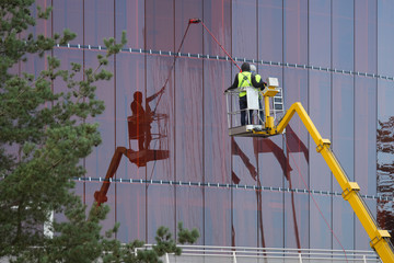 Window washers at work.
