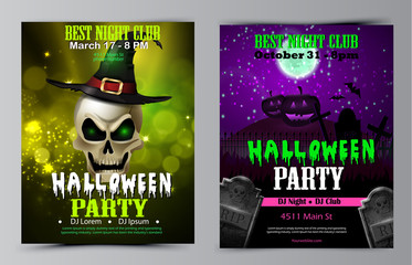 Halloween party flyer with pumpkins
