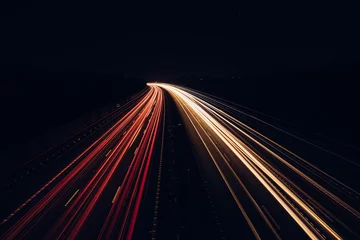 Printed roller blinds Highway at night Traffic light trails highway at night